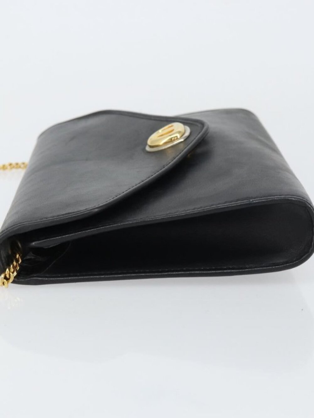 Christian Dior Chain Shoulder Bag Leather Black Gold Auth bs31815 - Picture 4 of 16
